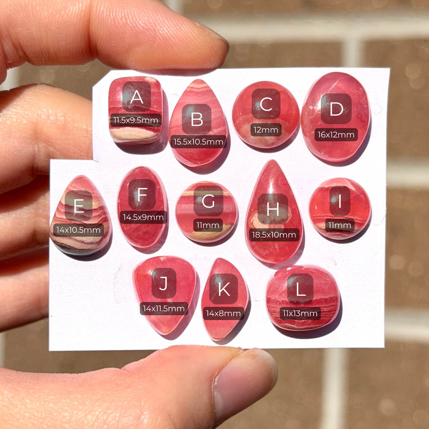 Gemmy Mini Rhodochrosite Cabochon Smooth - Choose your Stone (W12)