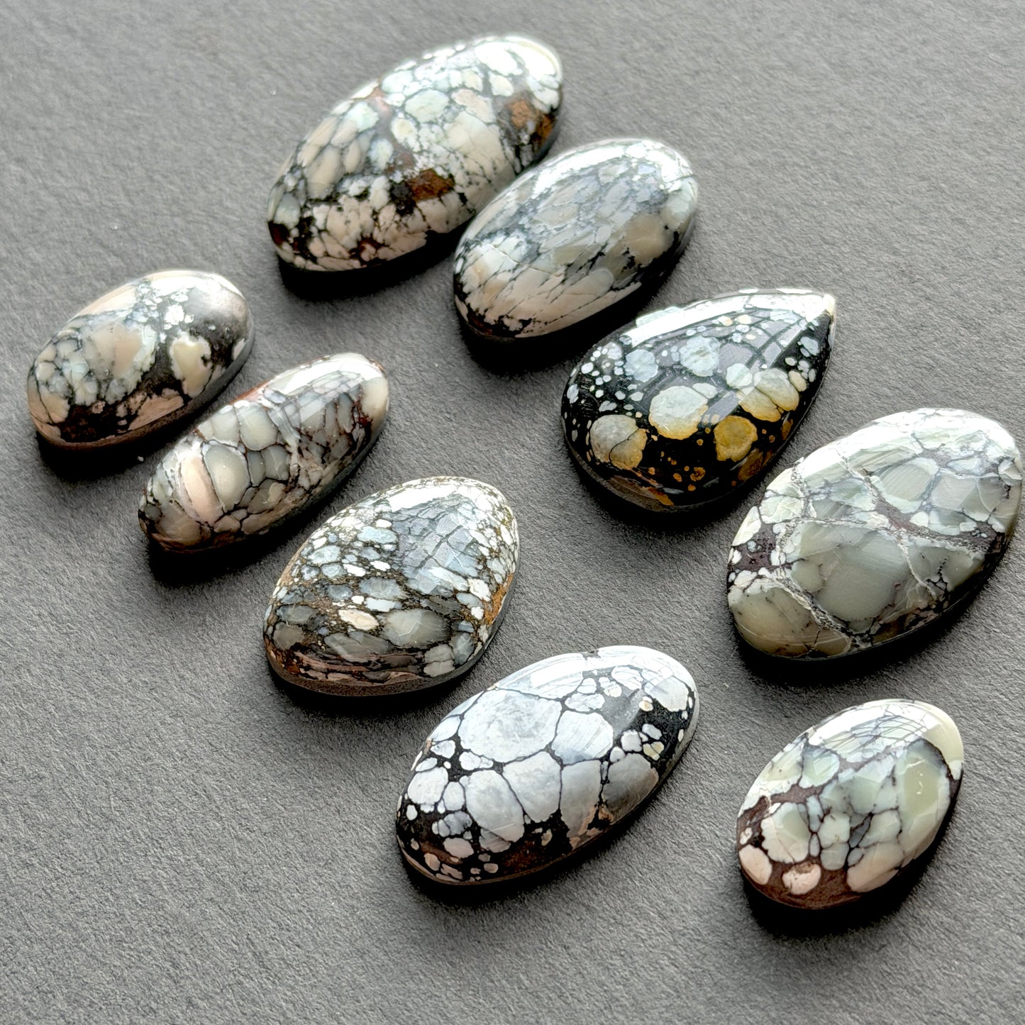 Dark Moon Hubei ("White Turquoise") Cabochon Smooth (Backed) - Choose your Stone (W13)
