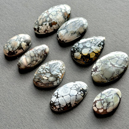 Dark Moon Hubei ("White Turquoise") Cabochon Smooth (Backed) - Choose your Stone (W13)