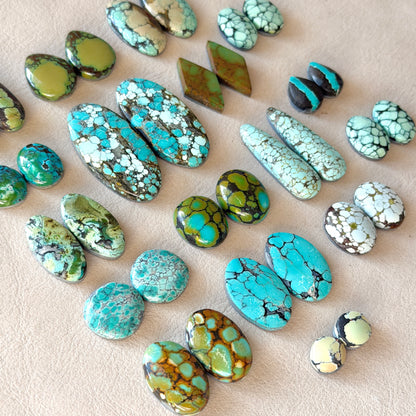 Hubei Turquoise (Backed) Cabochon Pairs - Choose your Pair (W5)