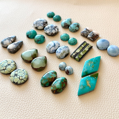 7-29mm Hubei Turquoise (Backed) Cabochon Pairs - Choose your Pair (W1)
