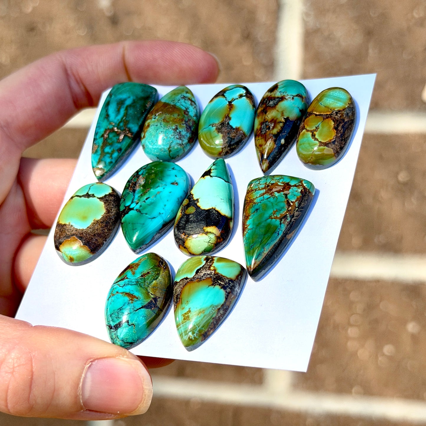 Bamboo Mountain Hubei Turquoise (Blue/Green with Brown splashes) Cabochon Smooth (Backed) - Choose your Stone (W10-EY)
