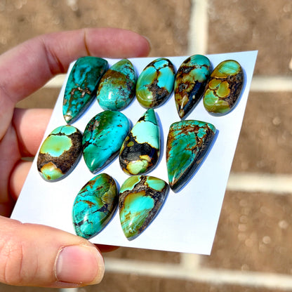 Bamboo Mountain Hubei Turquoise (Blue/Green with Brown splashes) Cabochon Smooth (Backed) - Choose your Stone (W10-EY)
