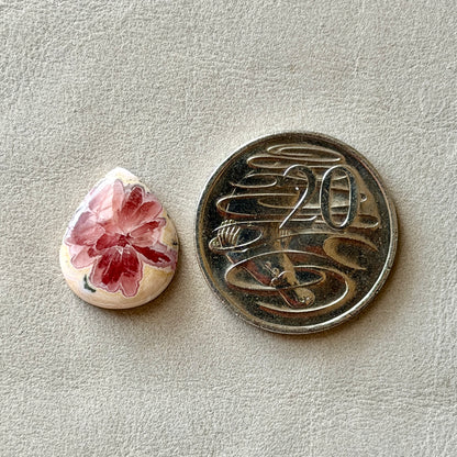 ‘Blushing Blossom' Rhodochrosite Teardrop Cabochon - 20mm x 16.5mm (W3)