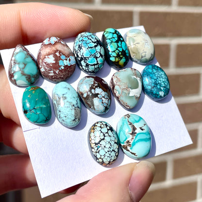 12-16mm Hubei Turquoise Cabochon Smooth (Backed) - Choose your Stone (B-W5)