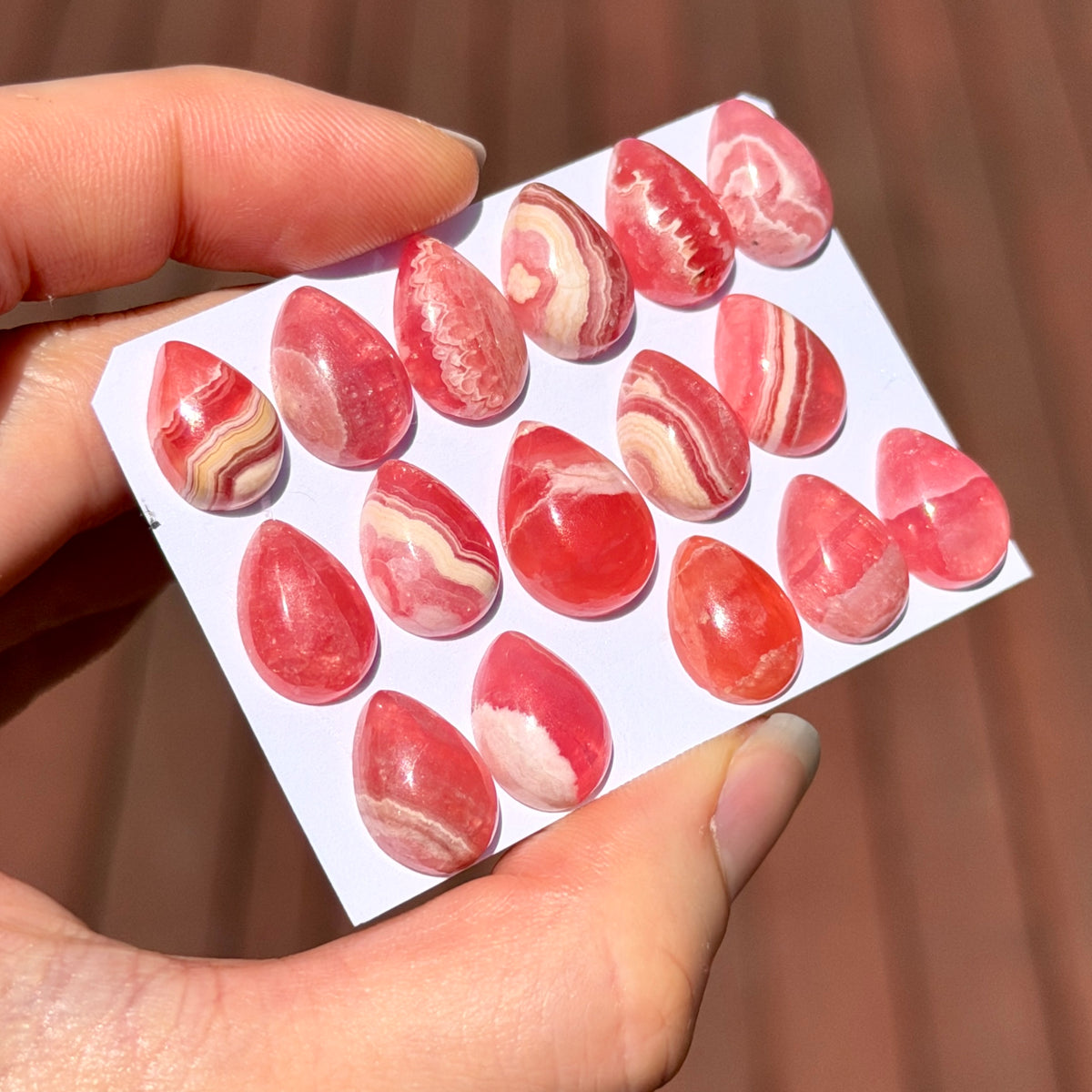 Mini Rhodochrosite Cabochon Teardrop Smooth - Choose your Stone (W5)