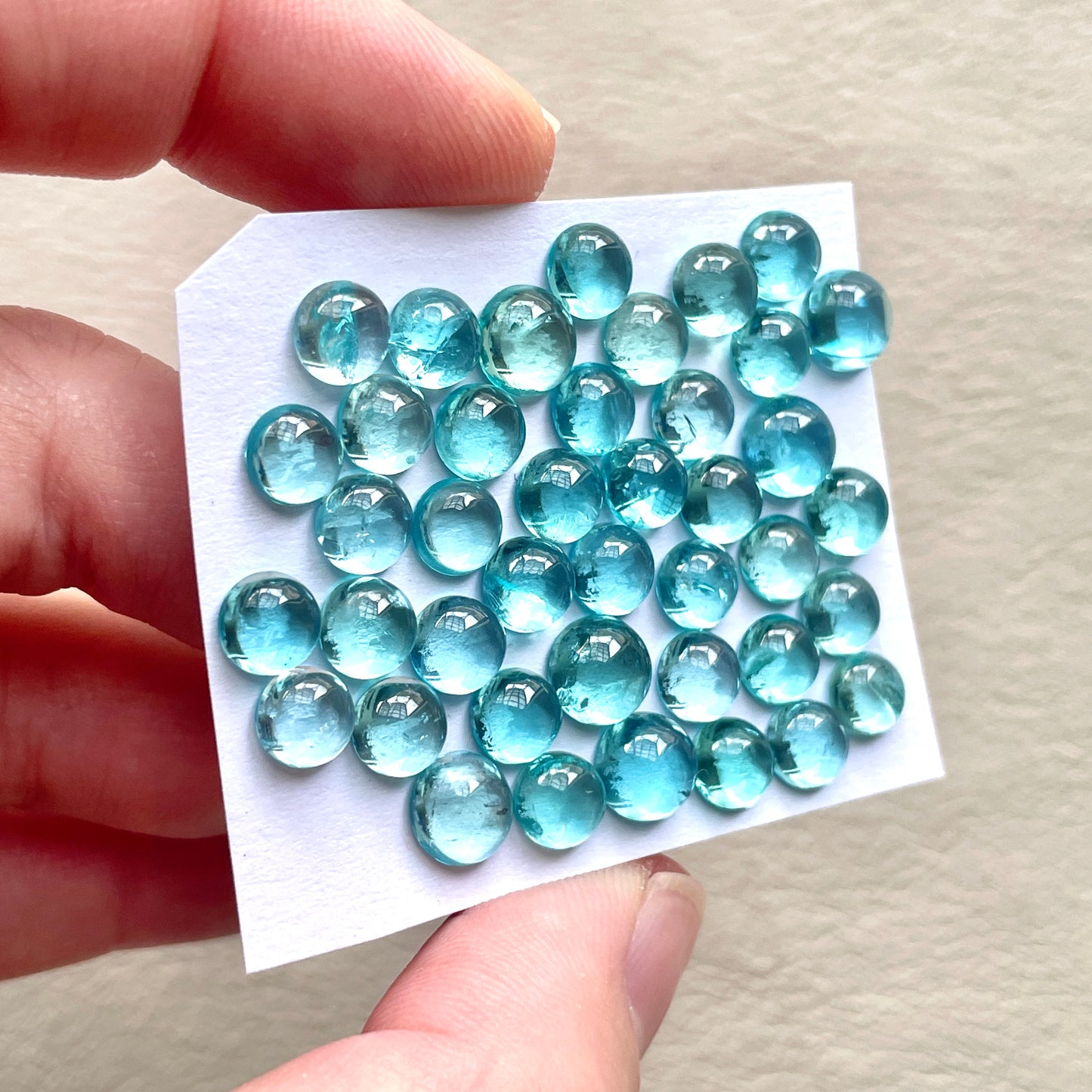 6-8mm Blue & Green Apatite Round Cabochons Smooth - Set of 3 (E13)