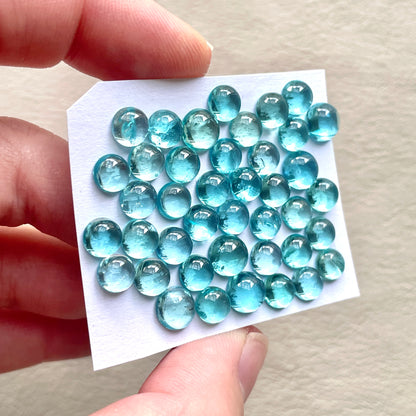 6-8mm Blue & Green Apatite Round Cabochons Smooth - Set of 3 (E13)