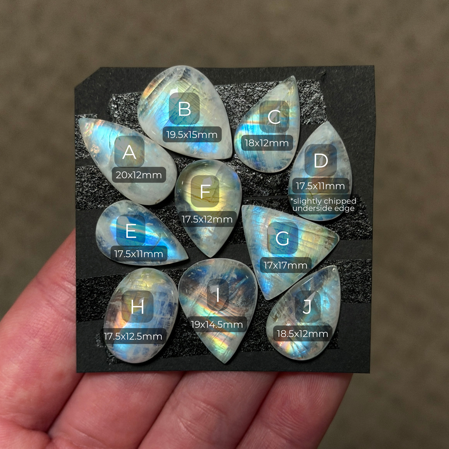 17-20mm Rainbow Moonstone (High grade) Cabochon Smooth - Choose your Stone (W2)