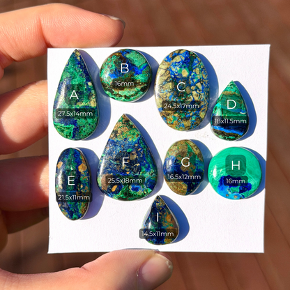 14-25mm 'Scenic' Azurite Malachite Cabochon Smooth - Choose your Stone (W14)
