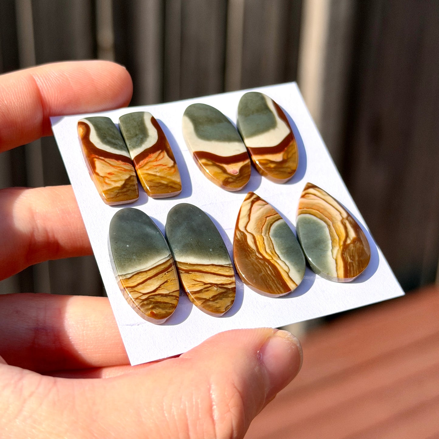 Scenic Polychrome Jasper Cabochon Pairs - Choose your Pair (W12)