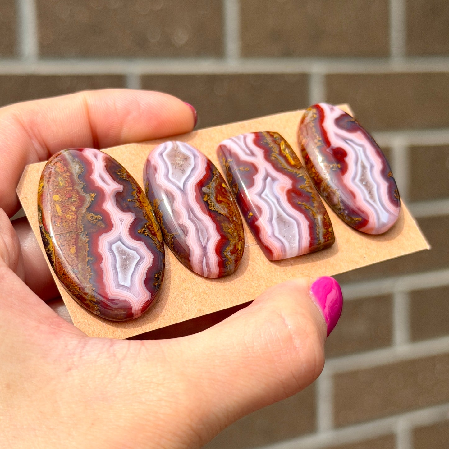 Moroccan Red Seam Agate Cabochon Smooth - Choose your Stone (W13)