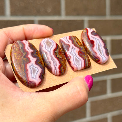 Moroccan Red Seam Agate Cabochon Smooth - Choose your Stone (W13)