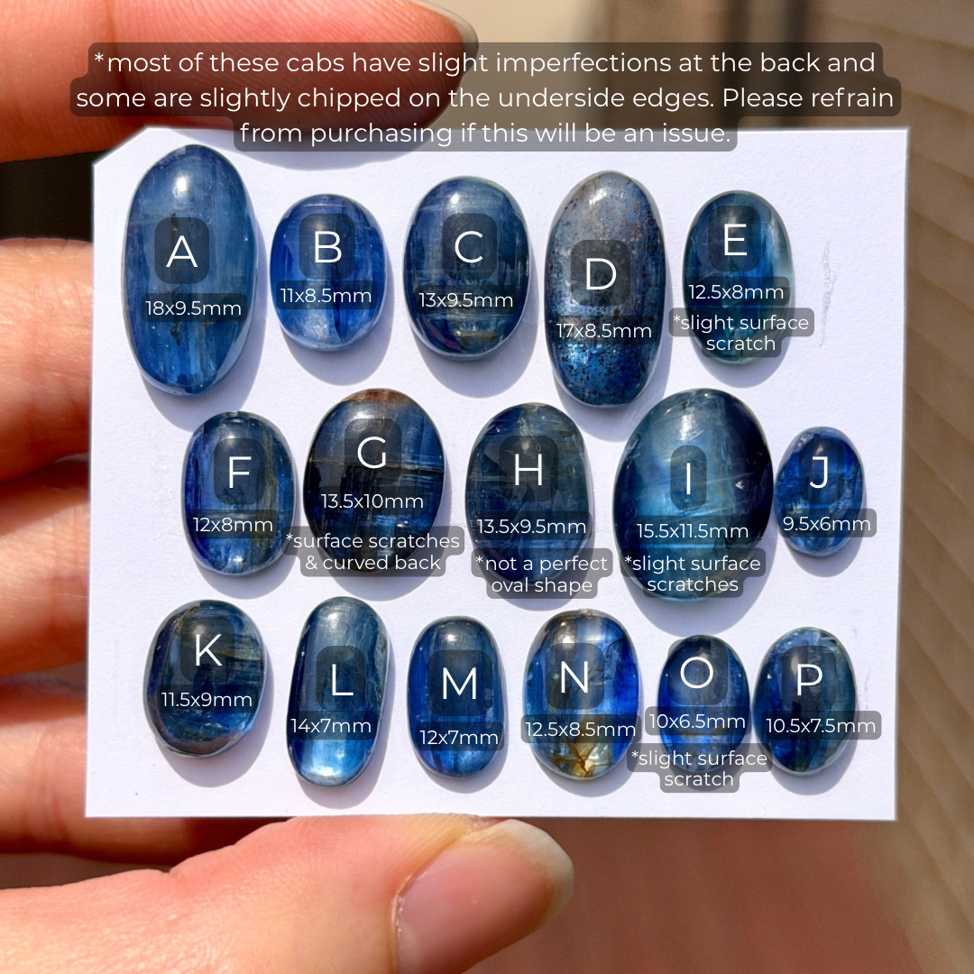 9-18mm Indigo Blue Kyanite Oval Cabochon Smooth - Choose your Stone (W5)