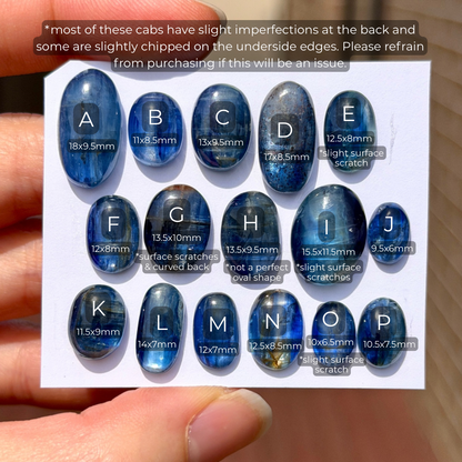 9-18mm Indigo Blue Kyanite Oval Cabochon Smooth - Choose your Stone (W5)