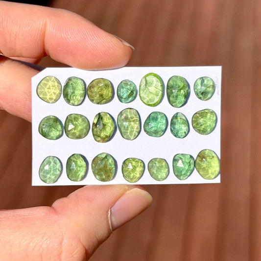 7-9mm Green Apatite Cabochon Rose cut - Choose your Stone (W3)