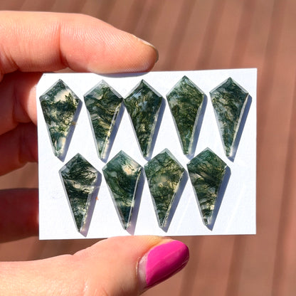 Moss Agate Kite Cabochon Smooth (20x10mm) - Choose your Stone (W13)