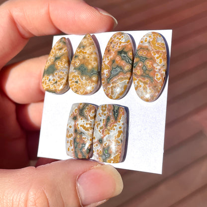 Ocean Jasper Cabochon Pairs Smooth - Choose your Pair (W10)