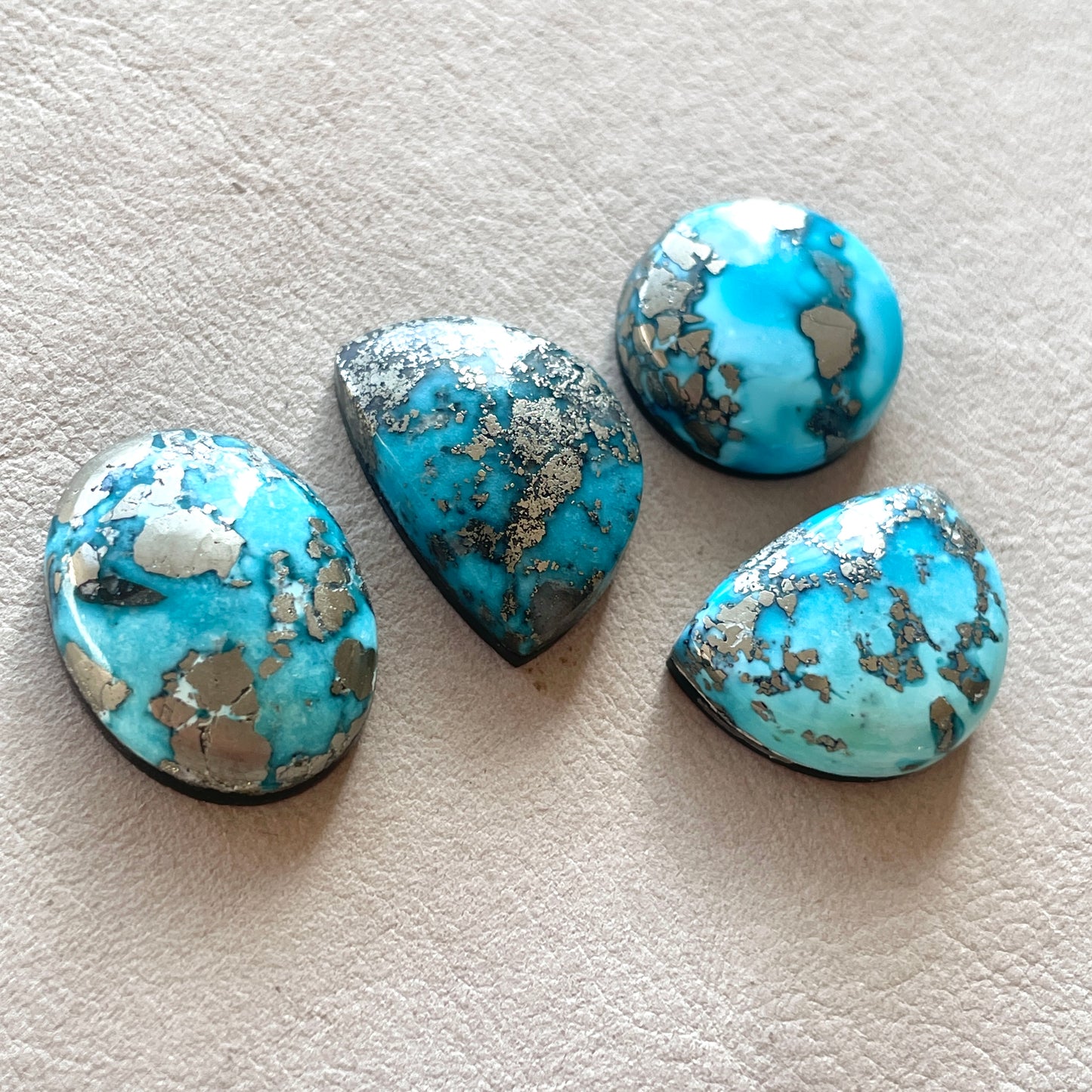 16-20mm Morenci Turquoise with Pyrite Cabochon Smooth (Backed) - Choose your Stone (W9)