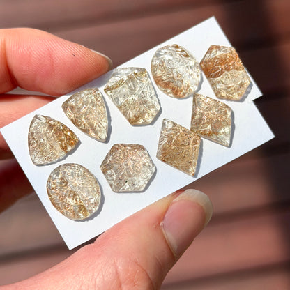 Mini Goldstone Floral/Botanical Carved Cabochon - Choose your Stone (W17)