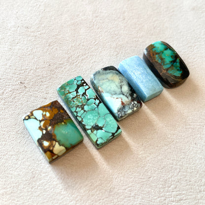 Hubei Turquoise Rectangle Cabochon Smooth (Backed) - Choose your Stone (W8)