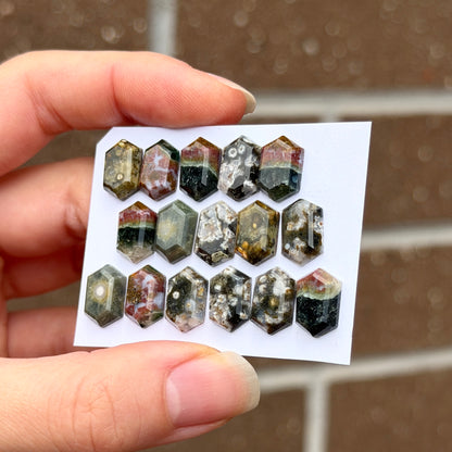 12x8mm Ocean Jasper Cabochon Hexagonal Step cut - Choose your Stone (W11)