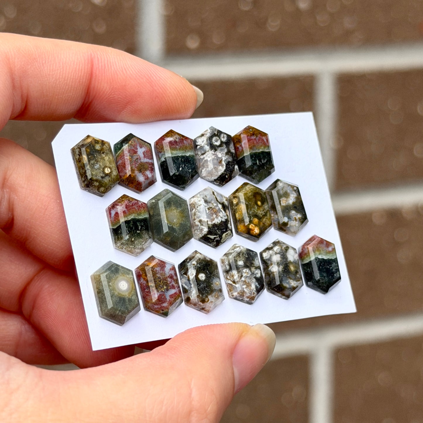 12x8mm Ocean Jasper Cabochon Hexagonal Step cut - Choose your Stone (W11)
