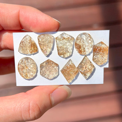 Mini Goldstone Floral/Botanical Carved Cabochon - Choose your Stone (W17)