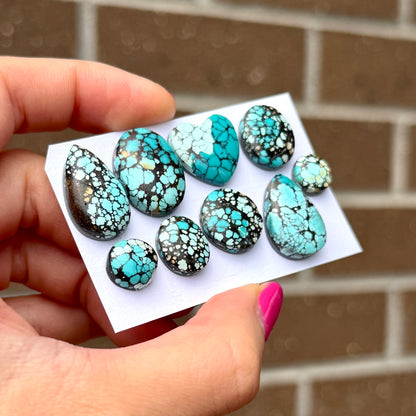 9-20mm Blue Yungai (Cloud Mountain) Hubei Turquoise Cabochon Smooth (Backed) - Choose your Stone (W8)