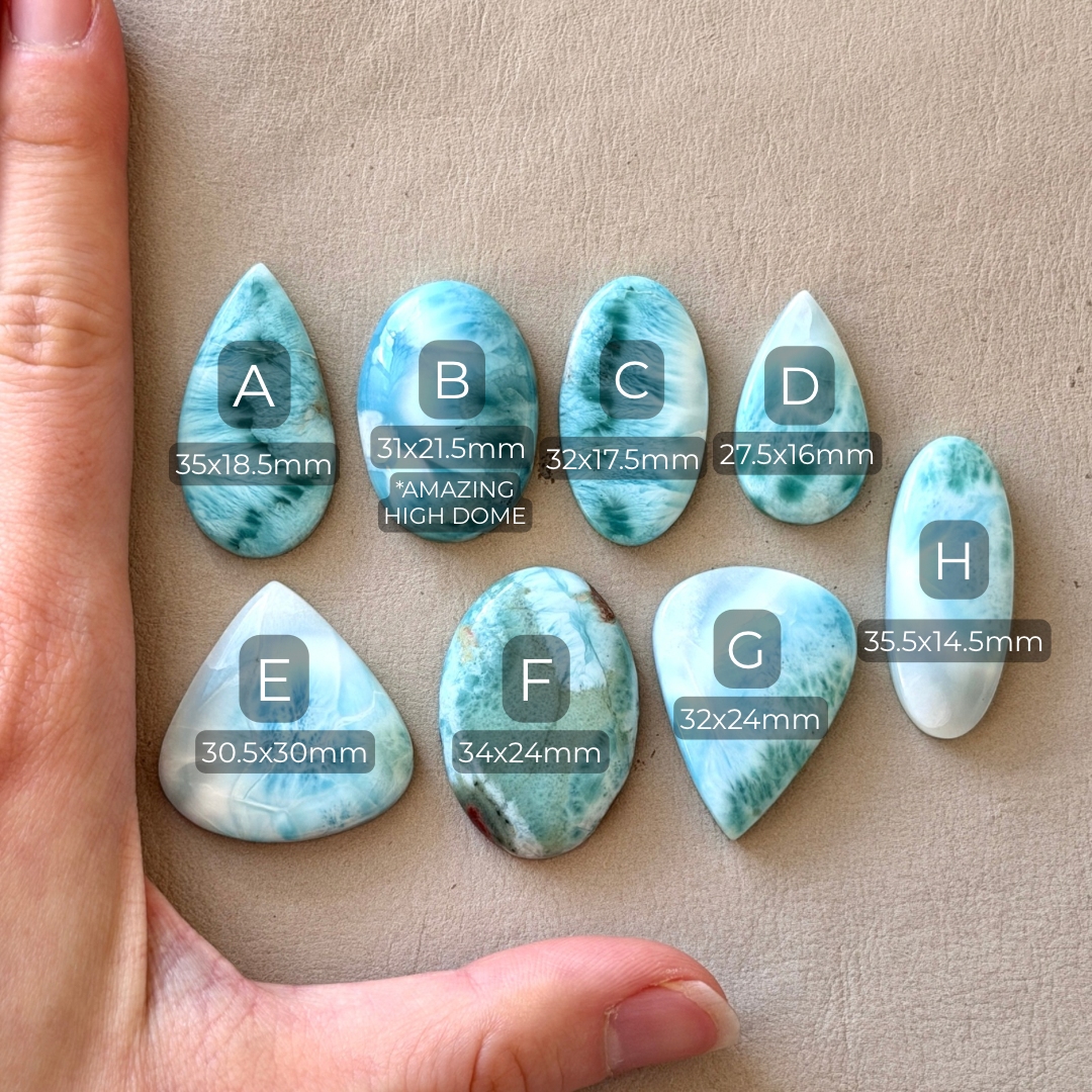 27-36mm Blue Larimar Cabochon Smooth - Choose your Stone (W7)