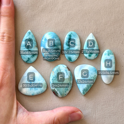 27-36mm Blue Larimar Cabochon Smooth - Choose your Stone (W7)