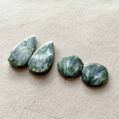 Seraphinite Cabochon Pairs Smooth - Choose your Pair (W10)