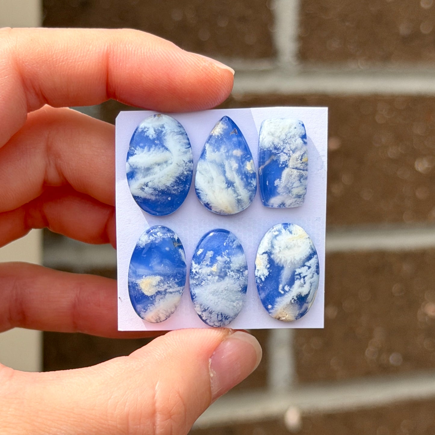 White/Dark Blue Plume Agate Doublet Cabochon Smooth - Choose your Stone (W9-EY)