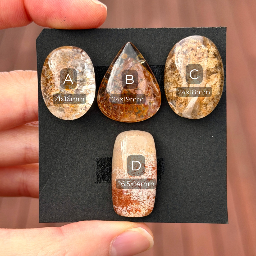 Garden Quartz (Lodolite) Cabochon, Flat (Raw) Back - Choose your Stone (W7)