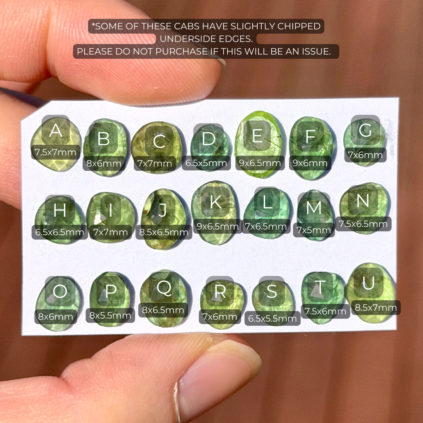 7-9mm Green Apatite Cabochon Rose cut - Choose your Stone (W3)