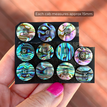 15mm Abalone Paua Shell (Iridescent) Round Cabochon Smooth - Choose your Stone (W13)