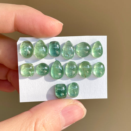 7-10mm Emerald & Mint Green Kyanite Cabochon Smooth - Choose your Stone (W4)