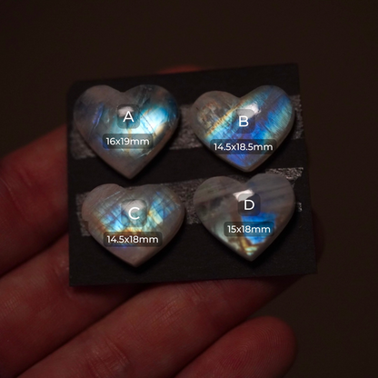 Rainbow Moonstone Heart Cabochon Smooth - Choose your Stone (W9)