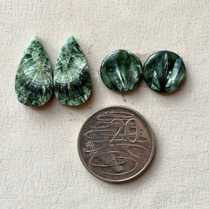 Seraphinite Cabochon Pairs Smooth - Choose your Pair (W10)