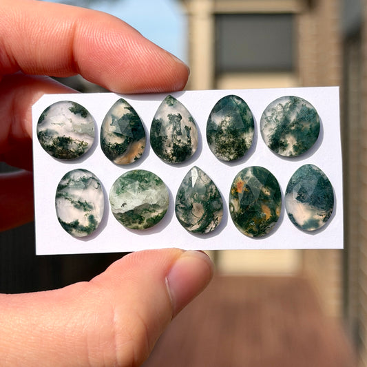 Green Moss Agate Cabochon Rose cut - Choose your Stone (W3)
