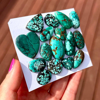 15-30mm Green Cloud Mountain Hubei Turquoise Cabochon Smooth (Backed) - Choose your Stone (W13)