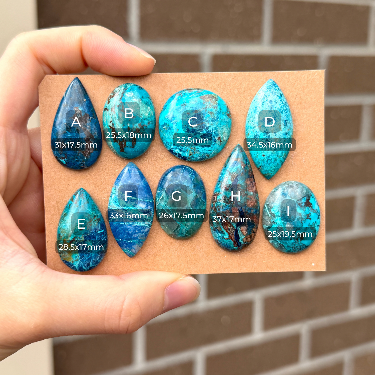 25-37mm Shattuckite (with Azurite) Cabochon Smooth - Choose your Stone - W9