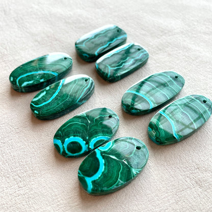 DRILLED Malachite Chrysocolla Cabochon Pairs - Choose your Pair (W6)