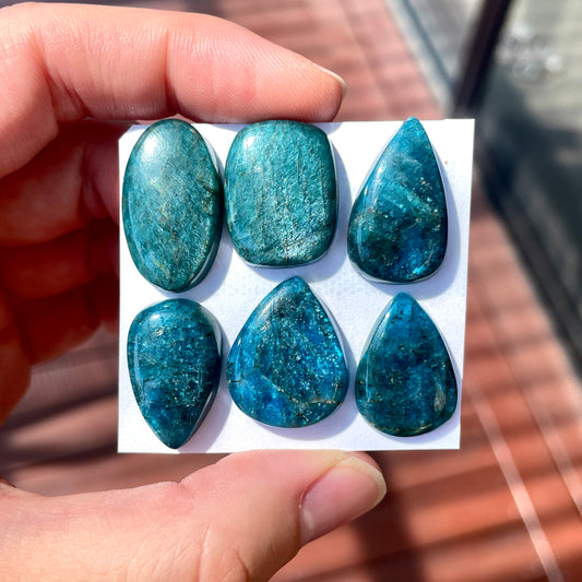 20-24mm Neon Blue Apatite (Chatoyant) Cabochon Smooth - Choose your Stone (W5)