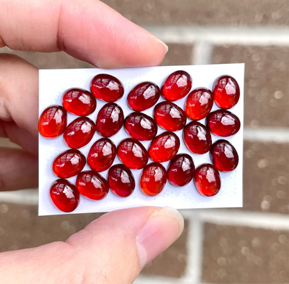 8x6mm Hessonite Garnet Oval Cabochon Smooth - Set of 3 (E12)