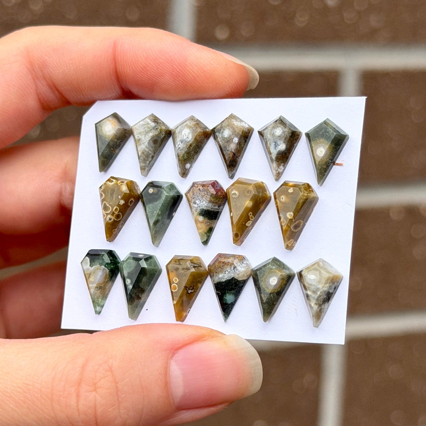 12x8mm Ocean Jasper Cabochon Kite Step cut - Choose your Stone (W11)