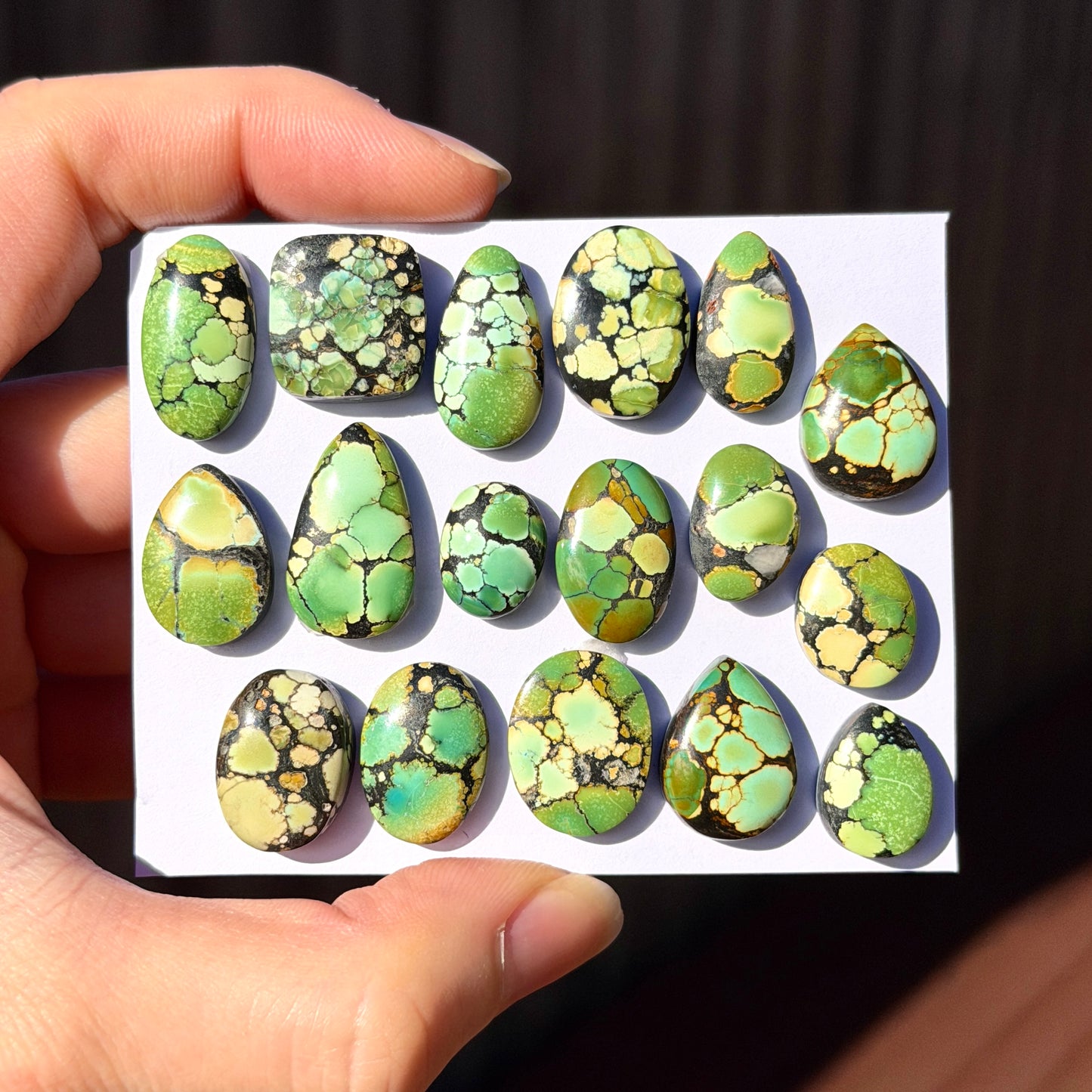 Mini Giraffe (Green Hubei) Turquoise Cabochon Smooth (Backed) - Choose your Stone (W15)