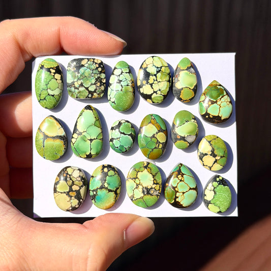 Mini Giraffe (Green Hubei) Turquoise Cabochon Smooth (Backed) - Choose your Stone (W15)