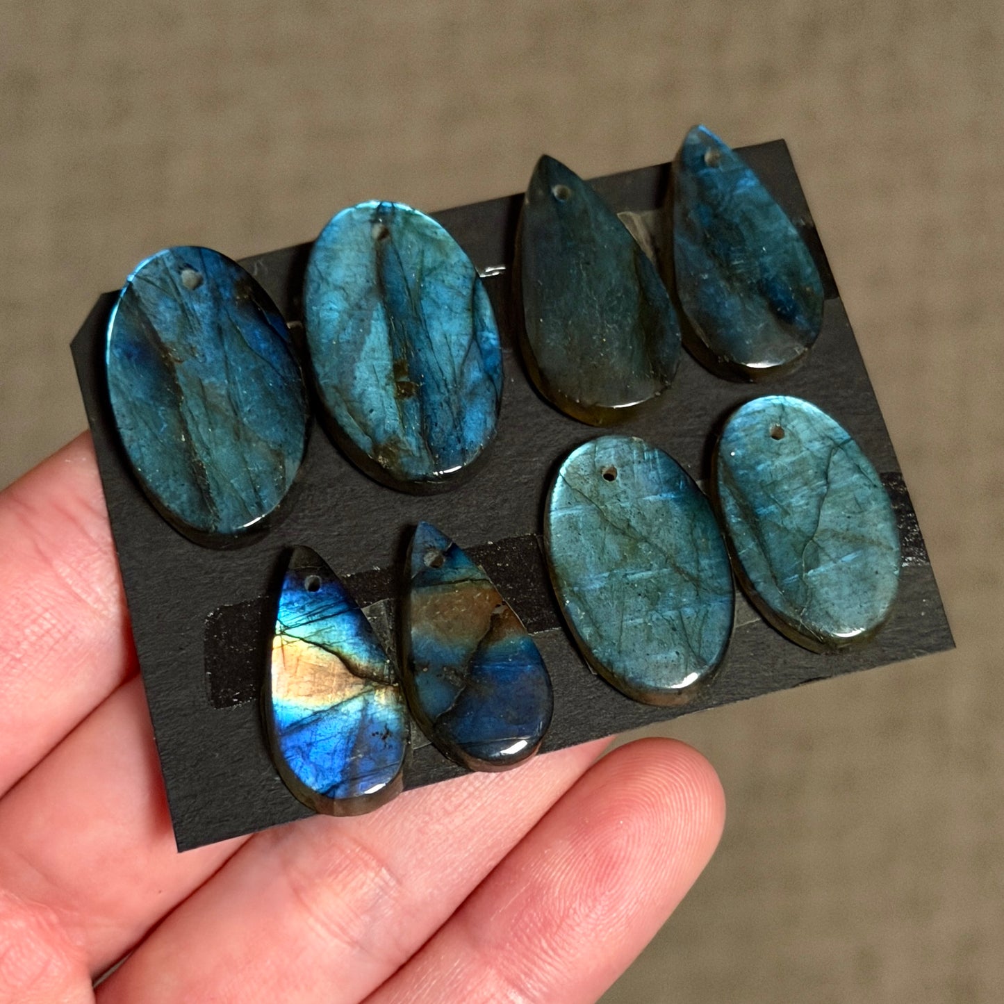 DRILLED Blue Labradorite Cabochon Pairs - Choose your Pair (W12)