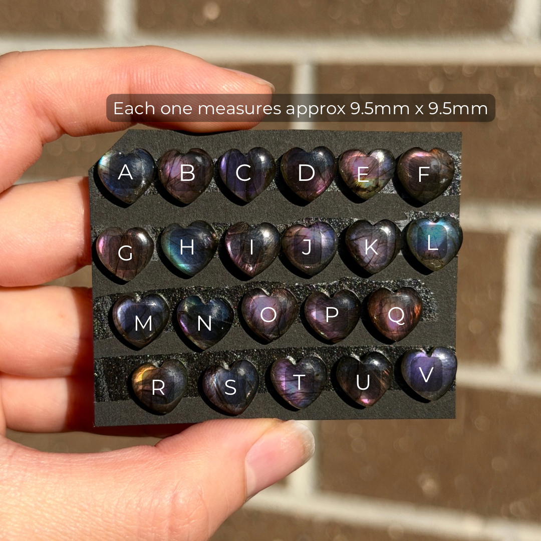 Pink & Purple Labradorite Heart Cabochon Smooth 9.5x9.5mm - Choose your Stone (W4)